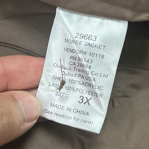 Outback Trading Co Brooklyn Jacket Navy Aztec Western Knee Length Sz 3XL - Picture 10 of 10